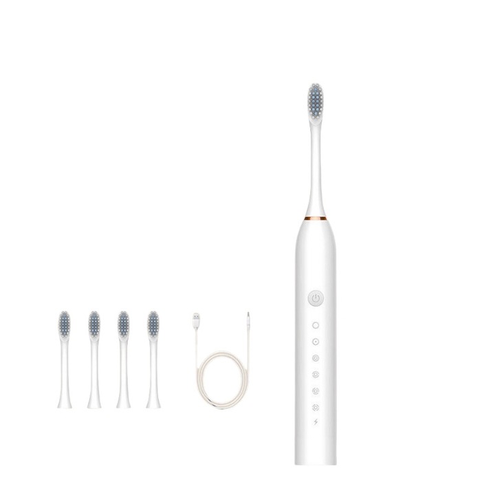 Elektromos fogkefe, 6 tisztítási mód, fehér, pótfejjel