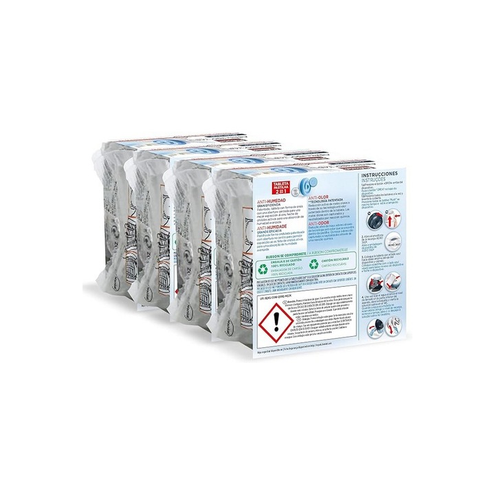 Set 4 tablete de reumplere pentru dezumidificator AERO 360° inodore, absorb umezeala si neutralizeaza mirosurile neplacute, Rubson