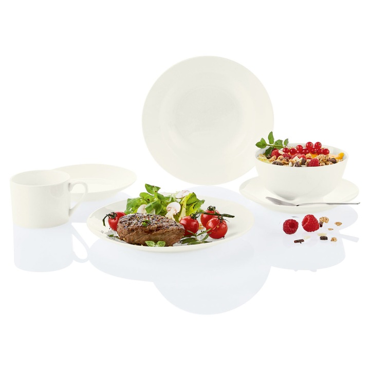 Serviciu Masa pentru 6 Persoane, 36 Piese, ERNESTO, Portelan New Bone China