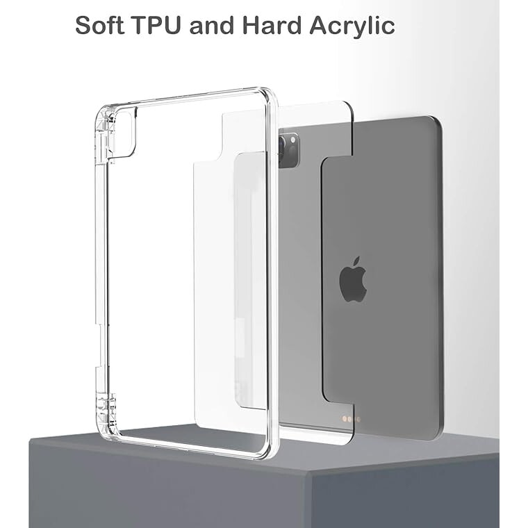 Husa protectie pentru iPad Air 6 2024, 10.9/11 inch, cu suport pentru creion, pliabil, transparent, material TPU, neagra