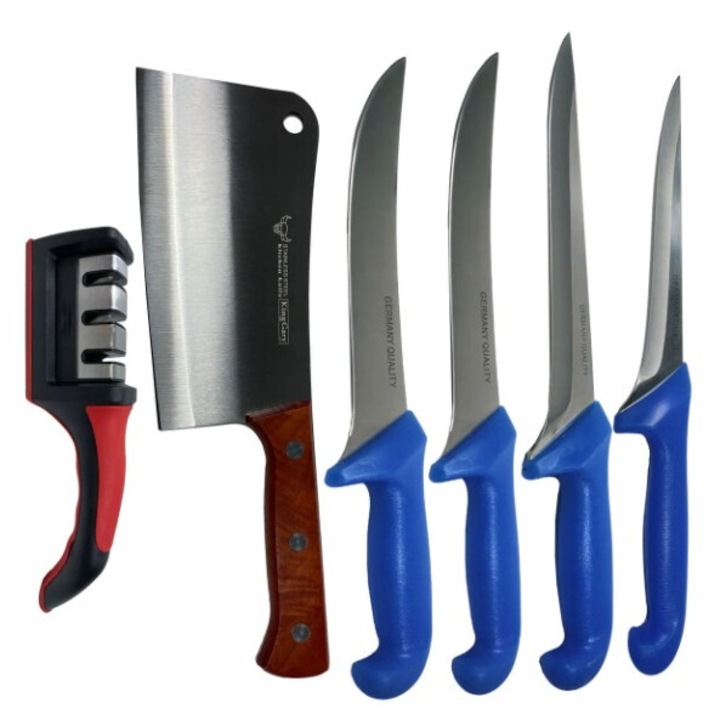 Set 5 cutite profesionale pentru macelarie si dispozitiv ascutire, coshop