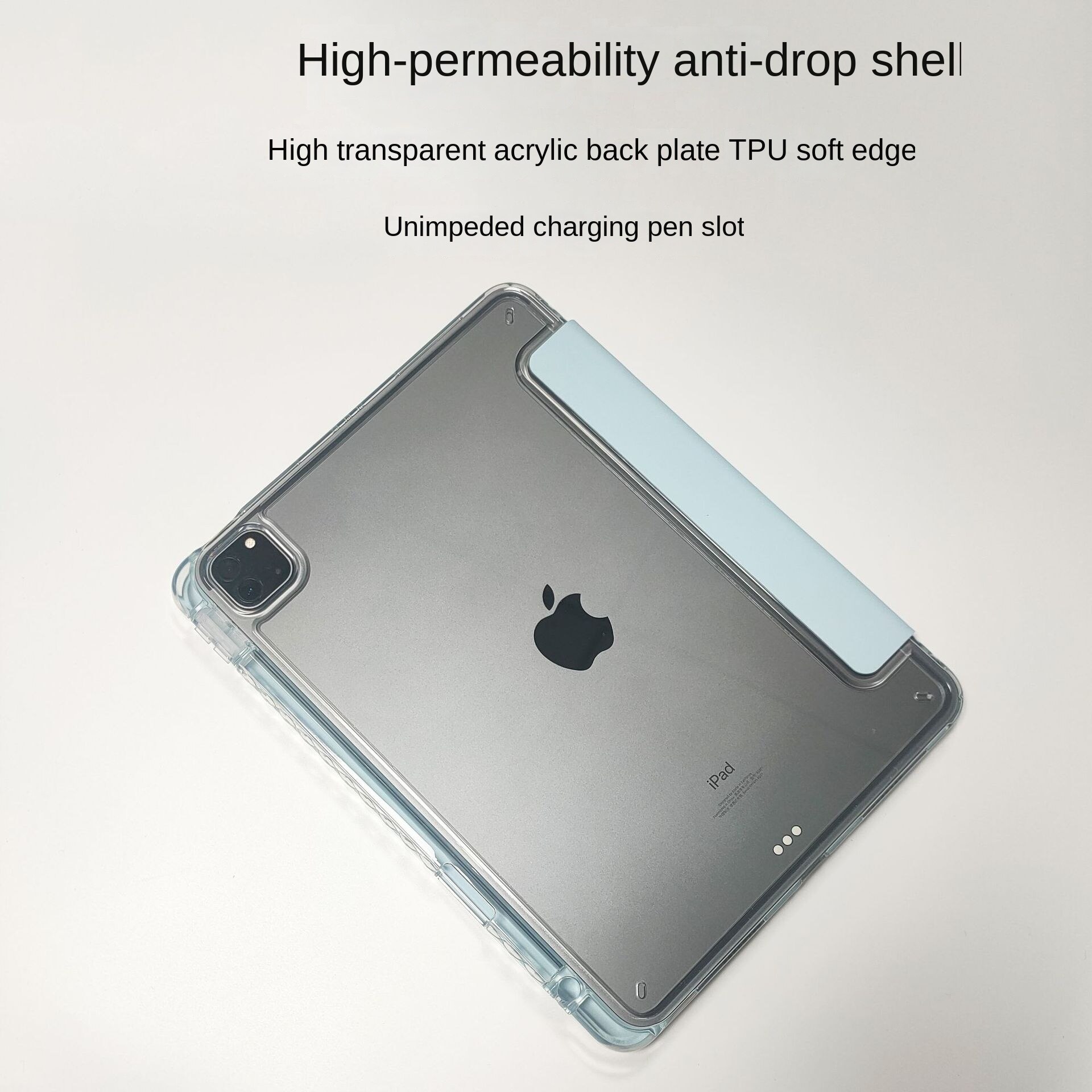 Husa protectie pentru iPad Air 6 2024, 10.9/11 inch, cu suport pentru creion, pliabil, transparent, material TPU, verde aprins