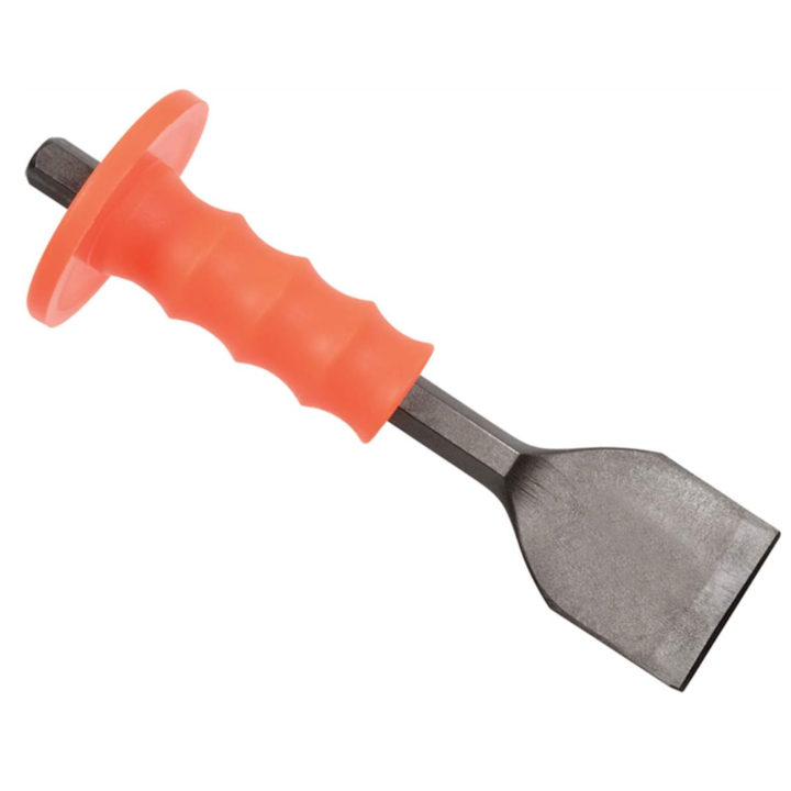 Широко ръчно длето с предпазител и пластмасова дръжка за бетон