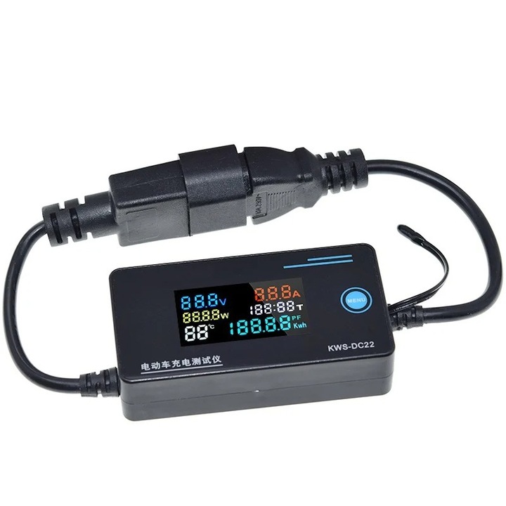 Wattmetru KWS-DC22 cu ampermetru si voltmetru, DC 8-120V