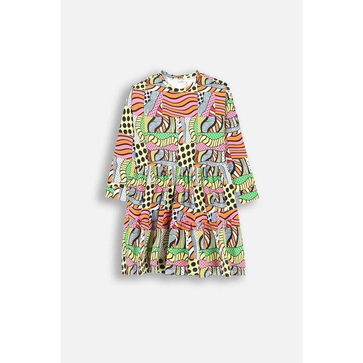 Coccodrillo lány ruha, többszínű, pamut, hosszú ujjú, absztrakt mintás