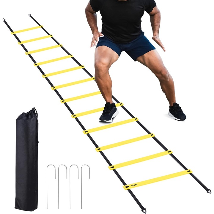 Ohuhu edzőkészlet, Agility létra, 12 lépcsős, hossza 6 m, hordtáska