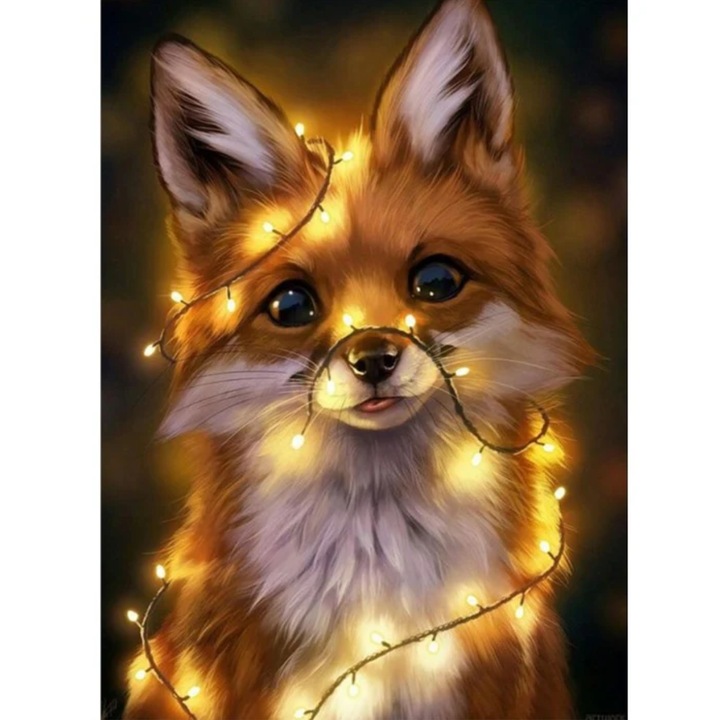 Goblen mozaic cu diamante, Zola, model vulpe, 30x40 cm