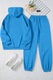Trening Dama, StreetWear, Hanorac Si Pantaloni De Trening, Croiala Lejera, Talie Inalta, Albastru, M