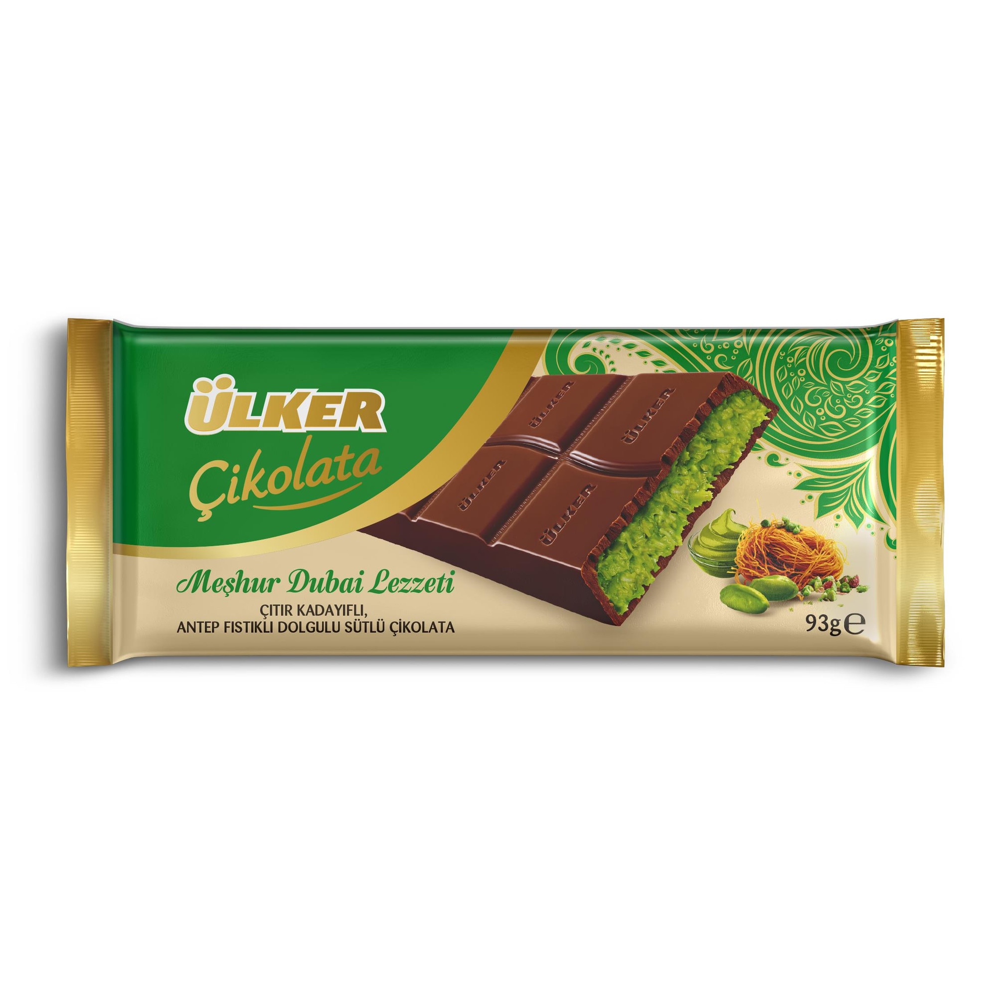 Ciocolata Dubai cu crema de fistic si kadayif Ulker, 93g