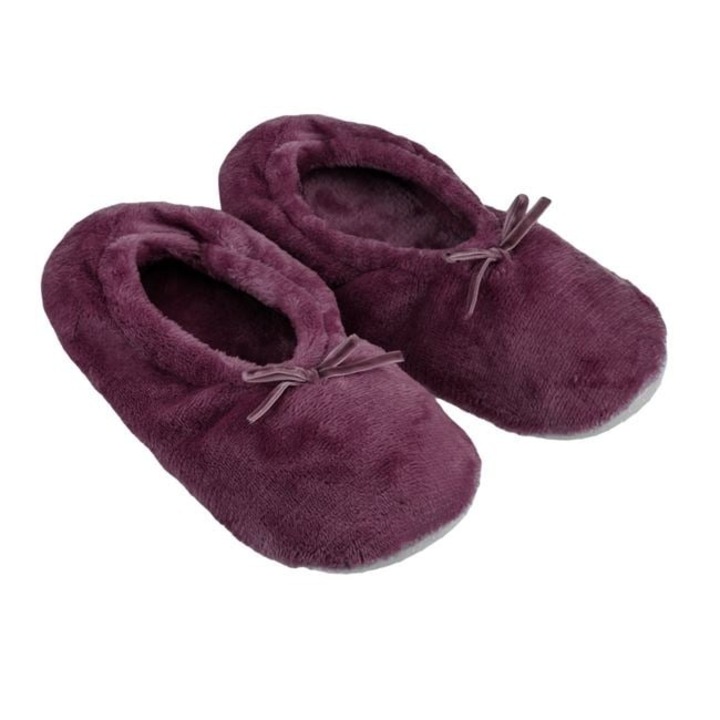 Papuci de casa Antbro® pentru femei, tip balerini, din imitatie de blana si talpa antiderapanta, bordo, Bordeaux, 36-37