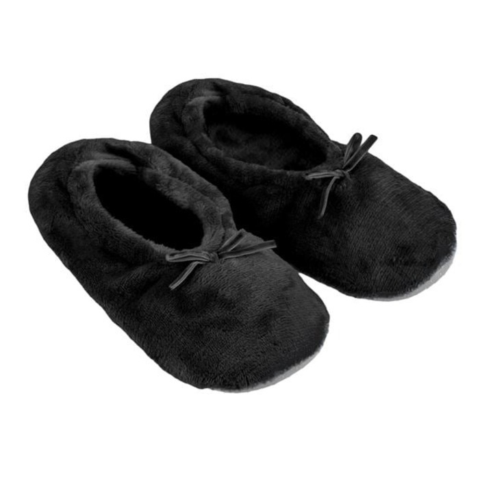 Papuci de casa Antbro® pentru femei, tip balerini, din imitatie de blana si talpa antiderapanta, negri, Negru, 36-37