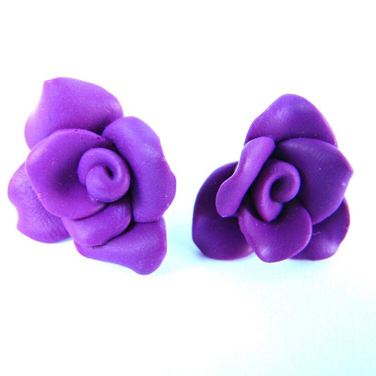 Cercei trandafirasi mov, handmade