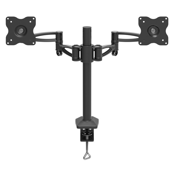 Стойка за бюро Barkan E642.B, За 2 монитора 15"-29", 4 кг, 5 позиции, Черна