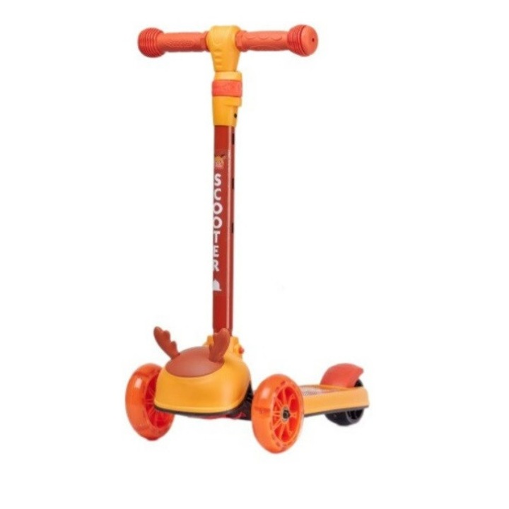 Trotineta cu 3 roti pentru copii Mixbo, lumini LED, echipata cu frana pe spate, 3 ani +, portocaliu