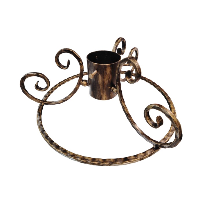 Suport brad din fier forjat cu diametru reglabil 45-100mm, Lucco, negru patina aurie