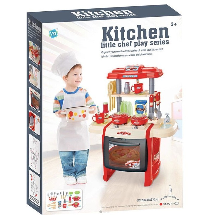 Bucatarie electronica pentru copii, cu lumini si apa, 50x31x63cm, set