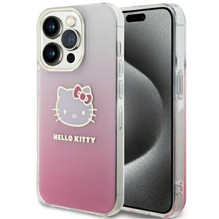 Hello Kitty tok Apple iPhone 15 Pro 6.1", kemény tok, rózsaszín, gradiens Electrop Kitty Head