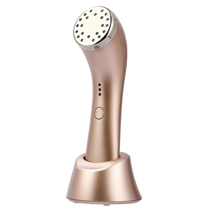 Уред за грижа за лице с инфраред и топлина Horigen® BP-1803 Pro, LED терапия, отопление 42 градуса, премахване на фини бръчки, батерия, стойка, злато