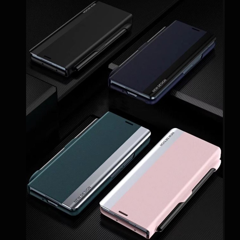 Husa Flip, Compatibila cu Samsung Galaxy Z Fold 5, S Pen inclus, Protectie Completa, Bleumarin