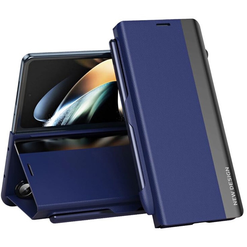 Husa Flip, Compatibila cu Samsung Galaxy Z Fold 5, S Pen inclus, Protectie Completa, Bleumarin