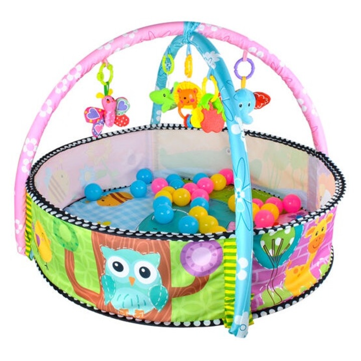 Centru de activitati pentru copii, 90x90x60cm, multicolor, set cu mingi