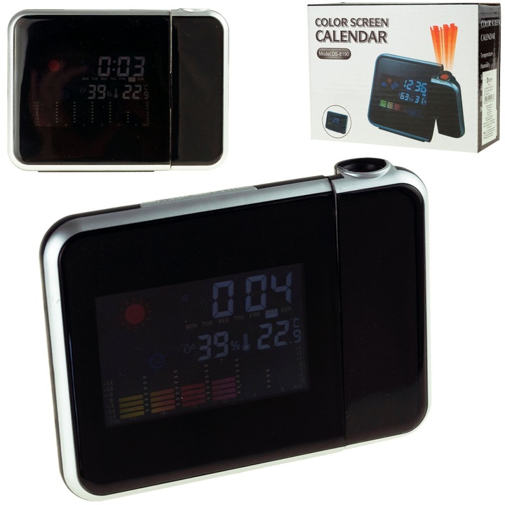 Statie meteorologica 4in1, proiectie laser, afisaj colorat 3.7", 15x11cm