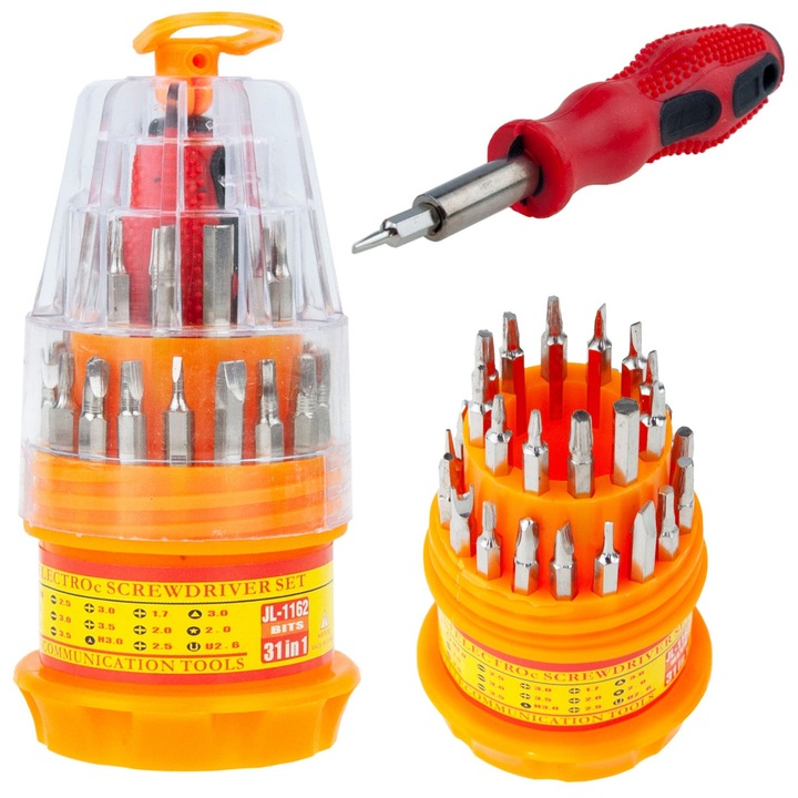 Комплект отвертки 31 в 1, 30 глави, ергономични, многоцветни, 15x7x7см