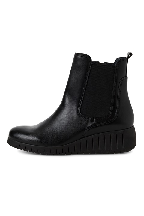 Marco Tozzi, Ghete wedge din piele cu segmente din material textil, Negru, 39