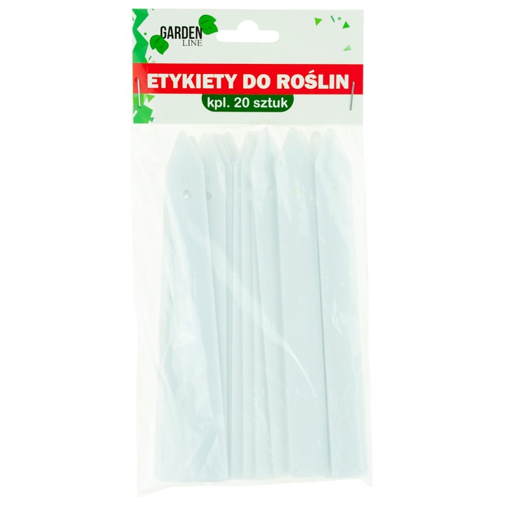 Set etichete pentru plante, Gardenline, 15cm, 20 bucati, albe, plastic, rezistente, utilizare interioara si exterioara