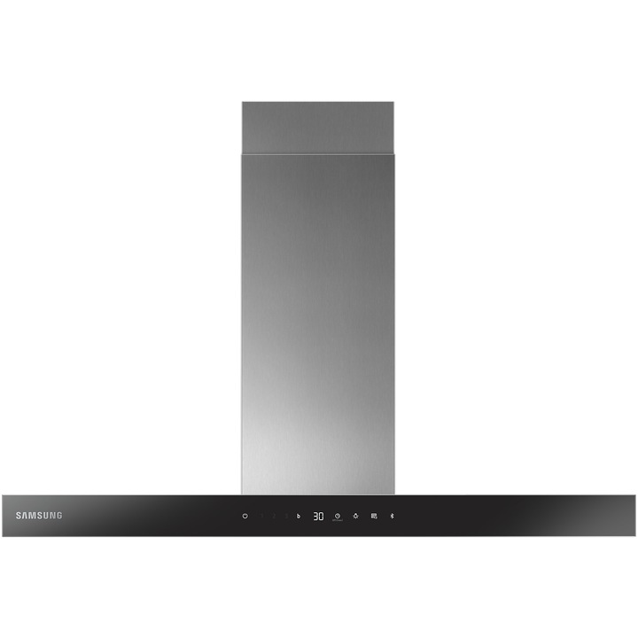 Декоративен абсорбатор за вграждане Samsung NK36C5703TS/UR, Мощност на абсорбиране 622 м3/ч, Boost 744 м3/ч, Сензорно управление, Приложение SmarThings, Клас A, 90 см, Черен