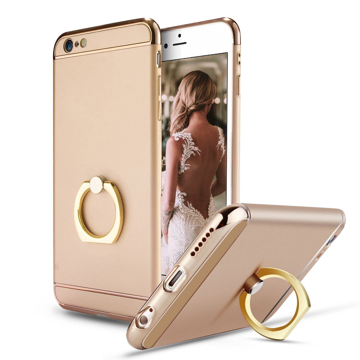 Husa telefon Iphone 6 Plus / 6S Plus offera protectie 3in1 Ultrasubtire - Gold Matte G Ring