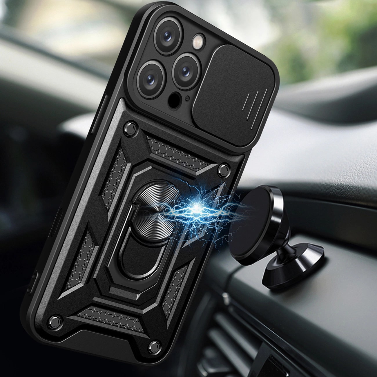 Carcasa Hybrid Armor CamShield compatibila cu iPhone 16 Pro Max Black