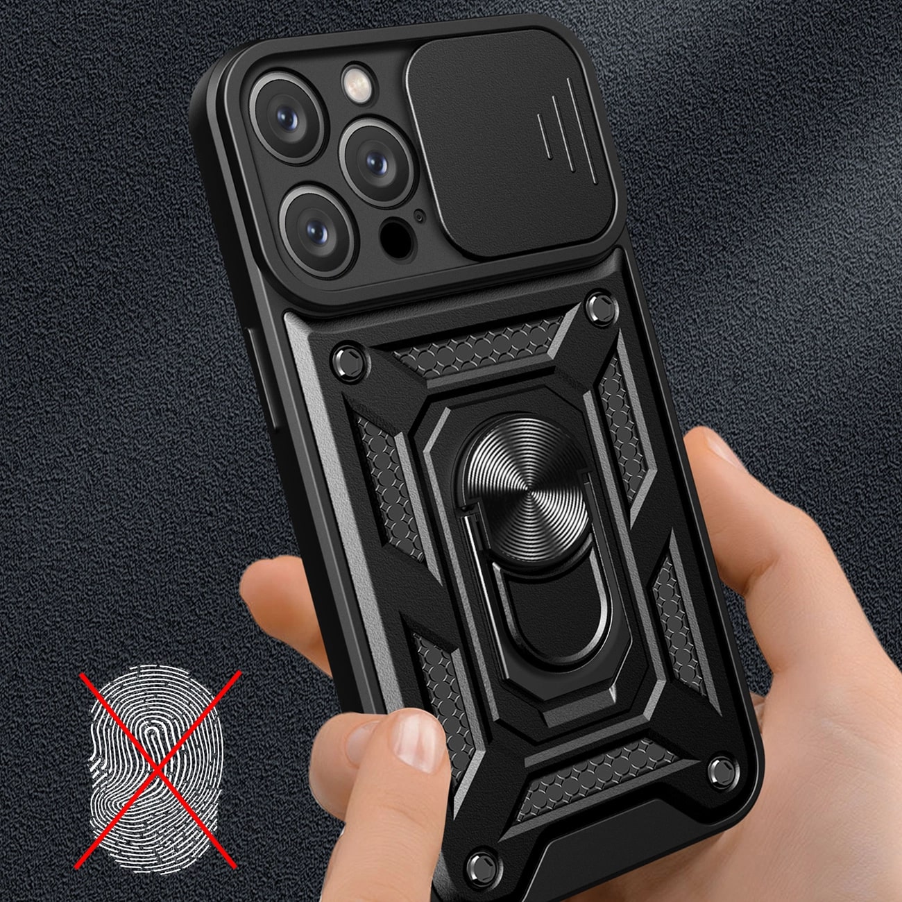 Carcasa Hybrid Armor CamShield compatibila cu iPhone 16 Pro Max Black