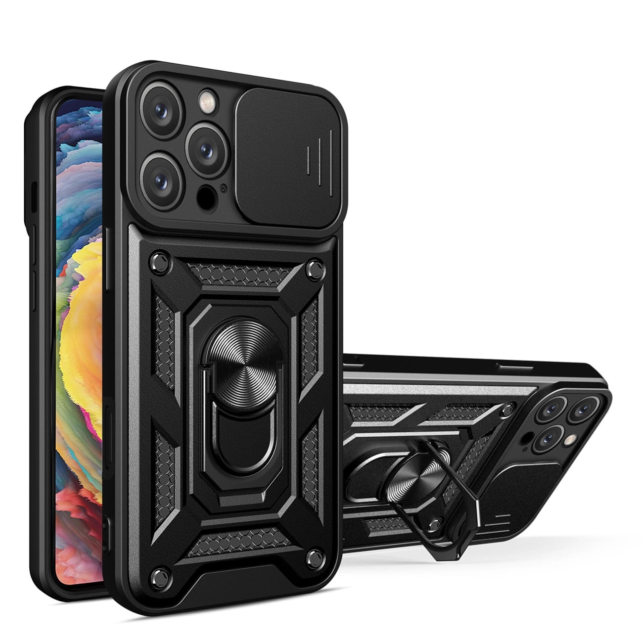 Carcasa Hybrid Armor CamShield compatibila cu iPhone 16 Pro Max Black