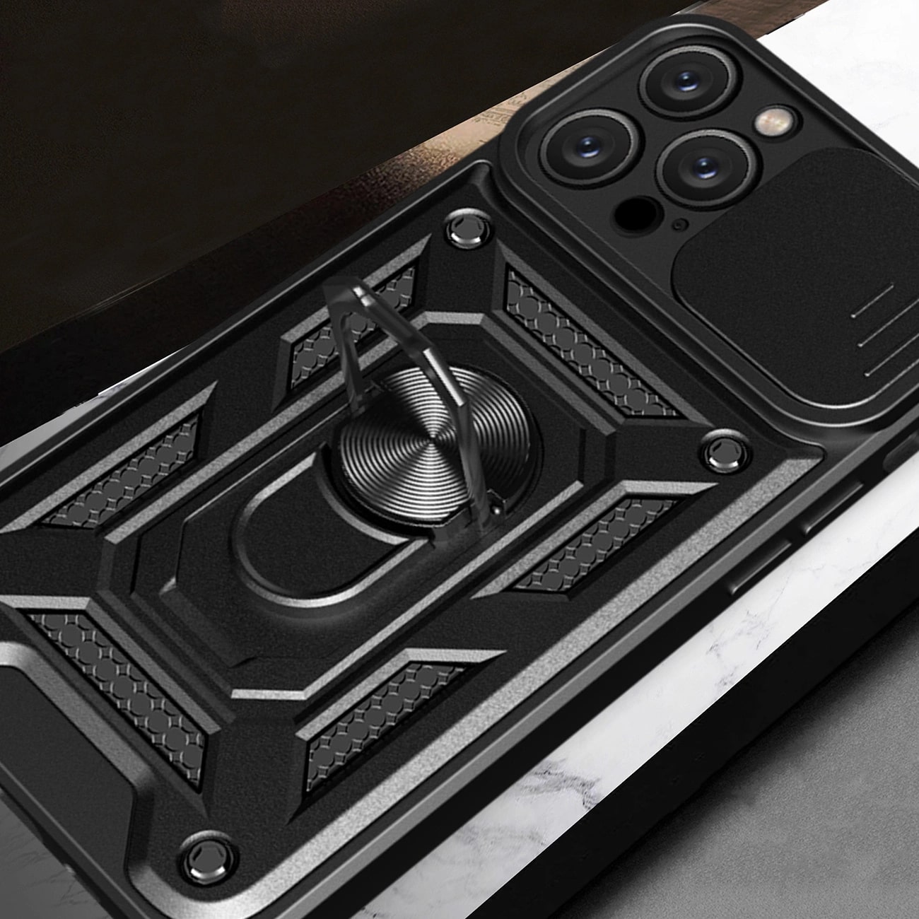 Carcasa Hybrid Armor CamShield compatibila cu iPhone 16 Pro Max Black