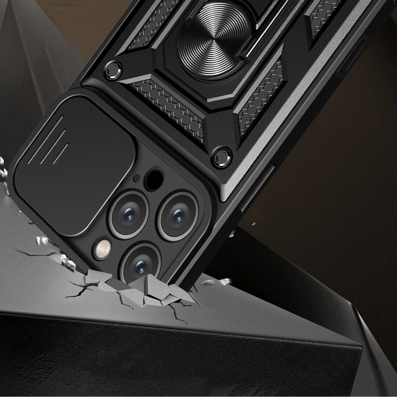 Carcasa Hybrid Armor CamShield compatibila cu iPhone 16 Pro Max Black