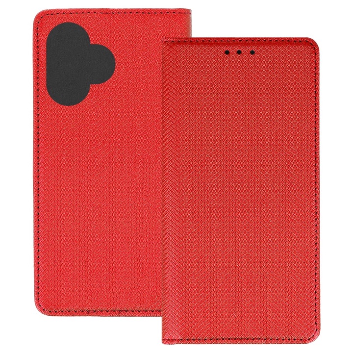Husa pentru Xiaomi Redmi 13 (4G / 5G), PU Casual Book, Buzunar card, Inchidere magnetica, Functie stand / suport, Decupaj difuzor apeluri, Acoperire completa 360 de grade, Protectie fata-spate, Tip carte, Rosu