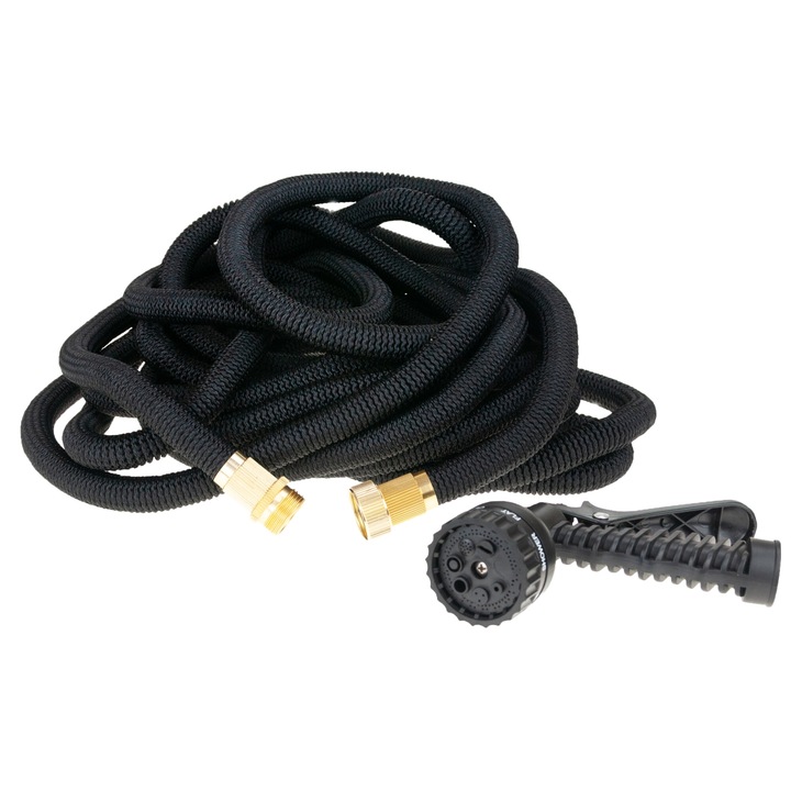 Еластичен градински маркуч, 22,5 м, 7 вида пръскане, ергономични дръжки, комплект с 2 конектора