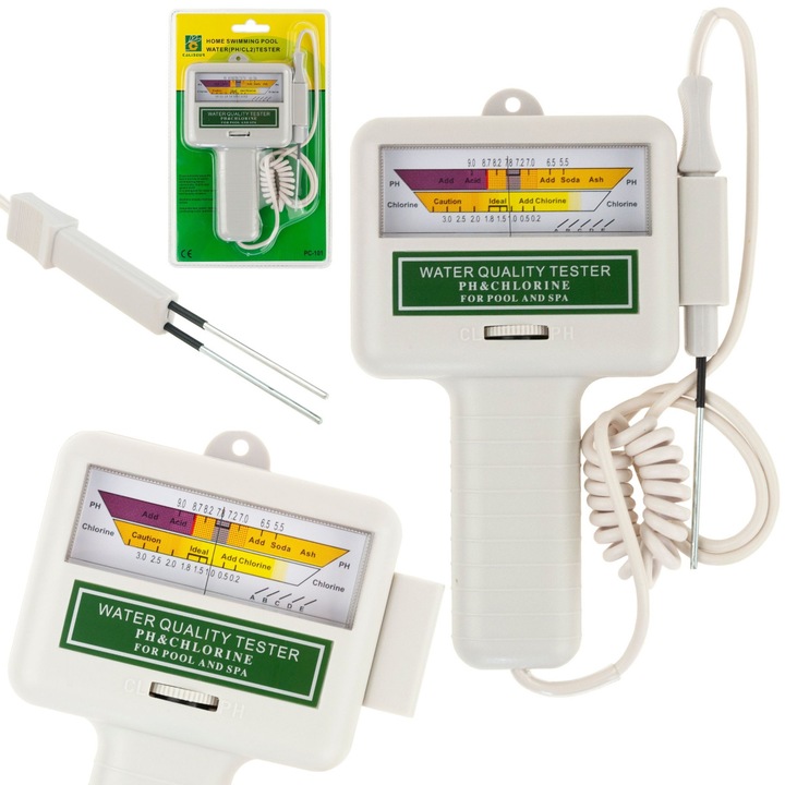 Tester pH apa si nivel clor, 17x10,5x3cm, gri