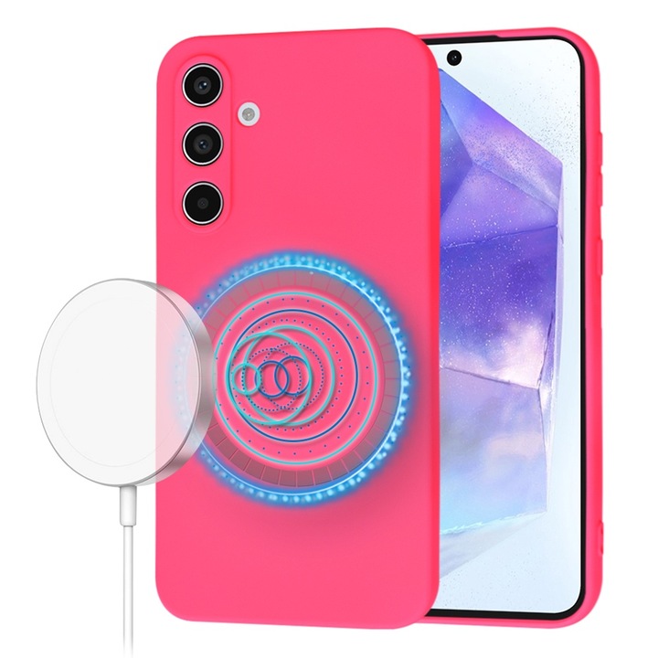 Samsung A15 4G / A15 5G kompatibilis tok Daden® Silicon SoftFlex , MagSafe, Ultra Slim, fokozott védelem, mikroszálas belső, neon rózsaszín