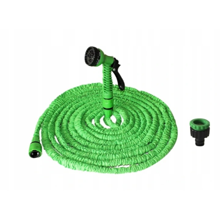 Teleszkópos kerti tömlő, 15m, szórópisztollyal, 7 féle szórásmód, többszínű, 30x30x10cm, szett