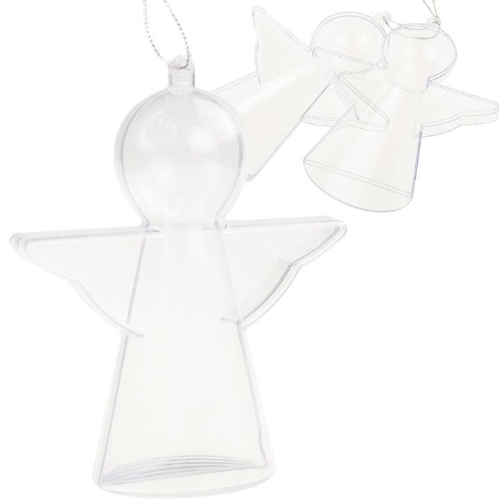 Glob de Craciun, Top Gift, inger acrilic, design modern, 10x9cm, transparent