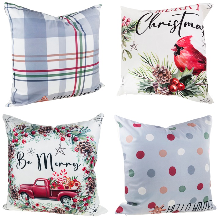 Комплект от 4 декоративни калъфки за възглавници, Кадифе, 45см х 45см