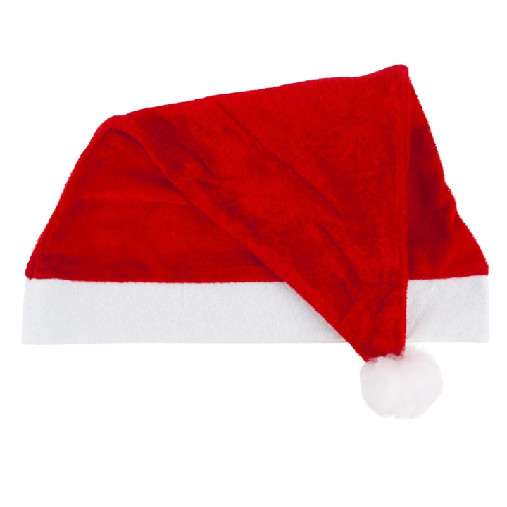 Caciula Mos Craciun, plus, rosu/alb, 37x28.5cm