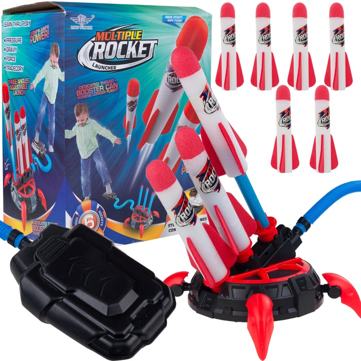 Ракетна установка, дунапрен, 6 ракети, 18см, многоцветни