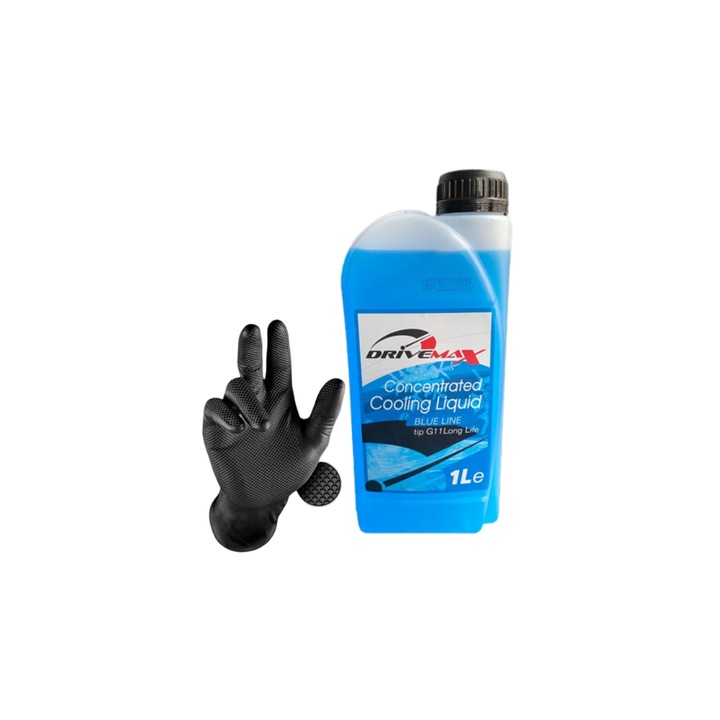 Set, Antigel Auto Albastru, Concentrat, tip G11, long life 1L, 1 pereche manusi