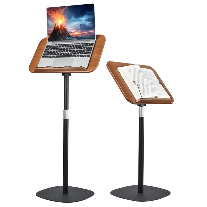 Suport de carti, Timeless Tools, inaltime reglabila 108 - 145 cm, fixare cu buton, inclinare ajustabila, Maro