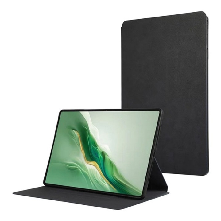 Gigapack tabletvédő álló, bőr hatású, flip, oldalra nyíló, trifold, asztali tartó, fekete, kompatibilis: Honor MagicPad 2