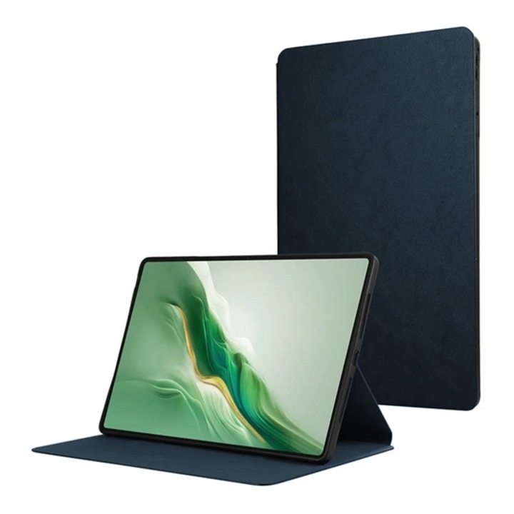 Gigapack tabletvédő álló, bőr hatású, flip, oldalra nyíló, trifold, asztali tartó, sötétkék, kompatibilis: Honor MagicPad 2