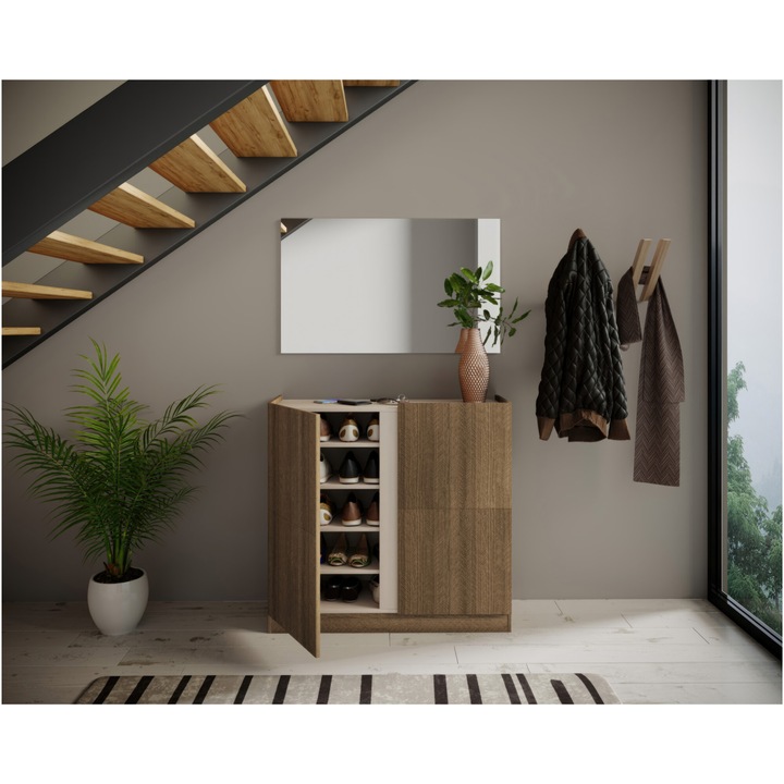 Шкаф за обувки Irim Slimer, 95x35x90 см, 2 врати с 4 рафта, Сashmere/Рessaro